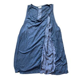 Clu Women's 100% Silk Blue Sleeveless Tunic Blouse, Top Size‎ Medium Made in USA